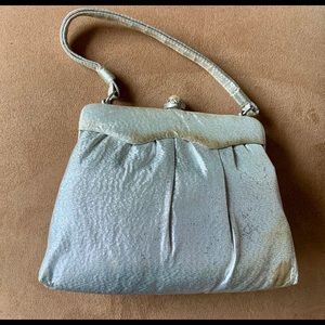 VINTAGE Andé Silver Lamé Handled Clutch Purse